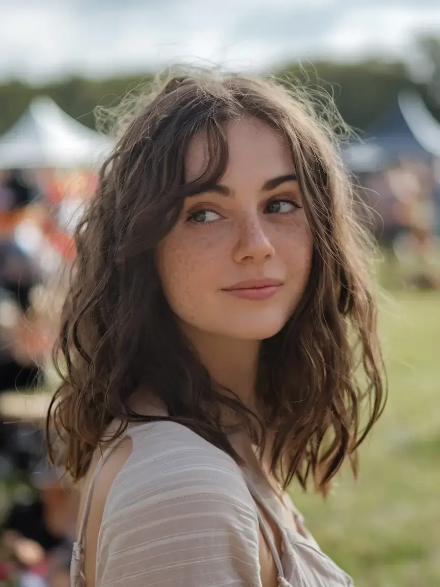 girl haircut summer ideas 2025 Airy Waves with Soft Fringe