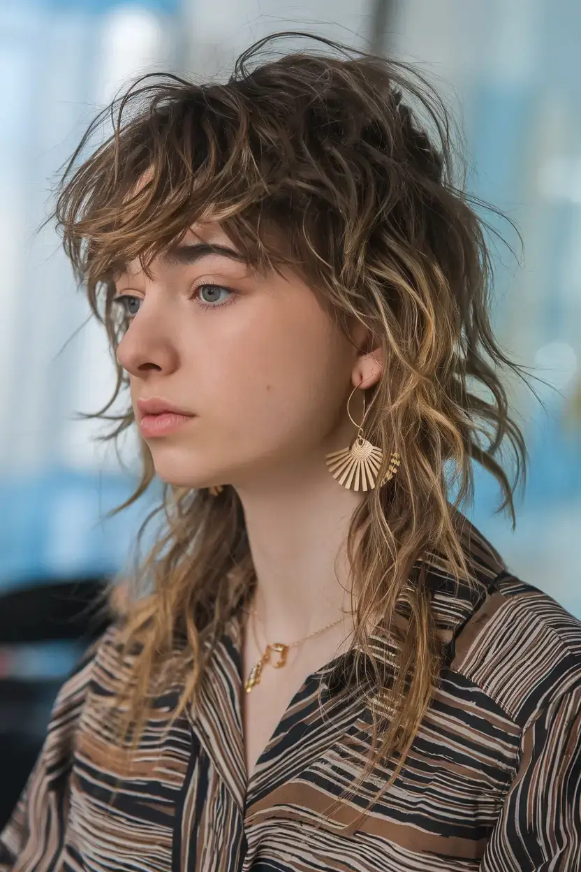 shaggy haircut summer ideas 2025 Textured Wet Shag with Root Lift