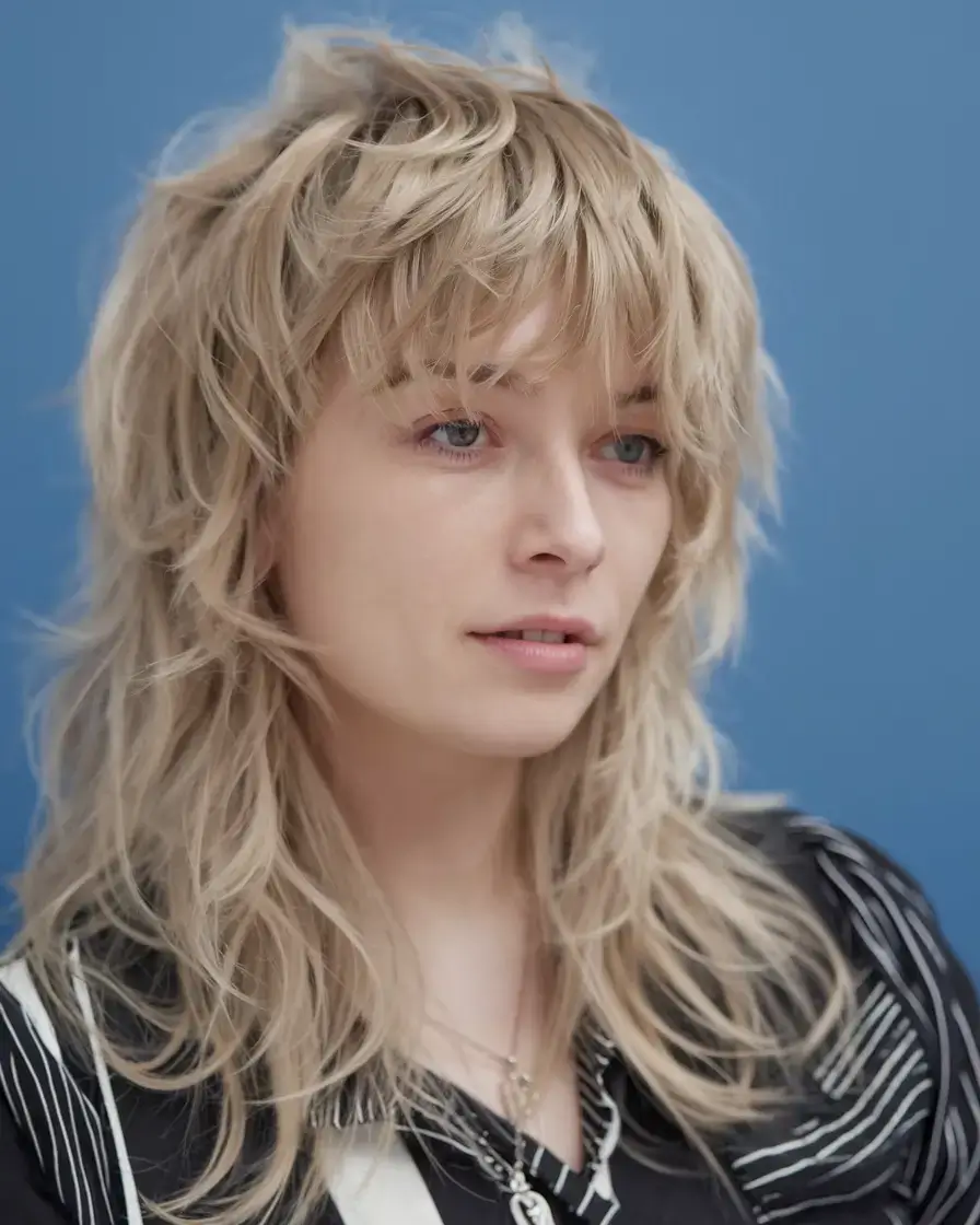 shaggy haircut summer ideas 2025 Platinum Toned Shag with Sculpted Layers