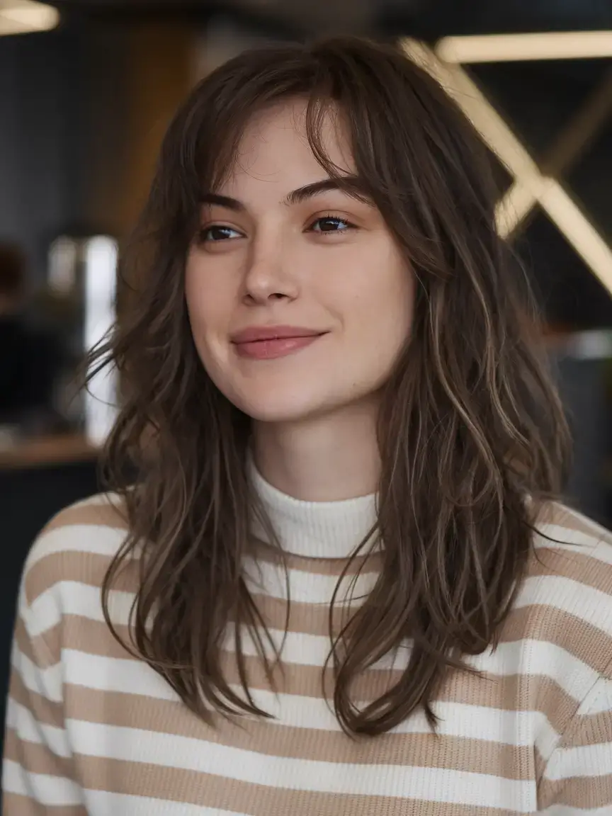 shaggy haircut summer ideas 2025 Relaxed Mid Length Shag with Natural Texture