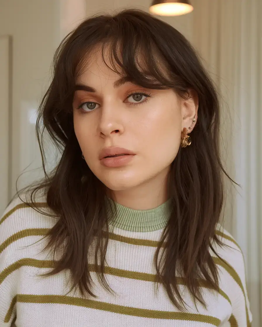 shaggy haircut summer ideas 2025 Rounded Shag with Soft Curtain Fringe