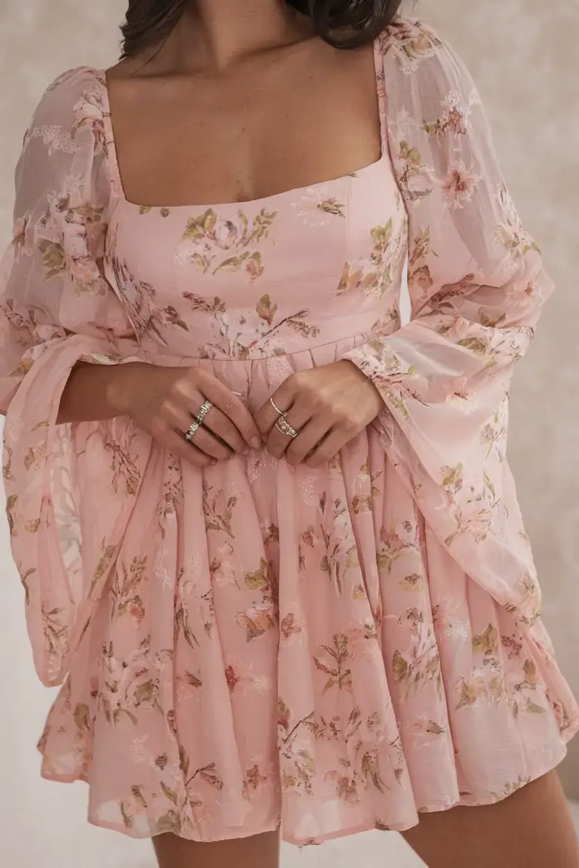 summer 2025 birthday outfit ideas Whimsical in Blush Chiffon