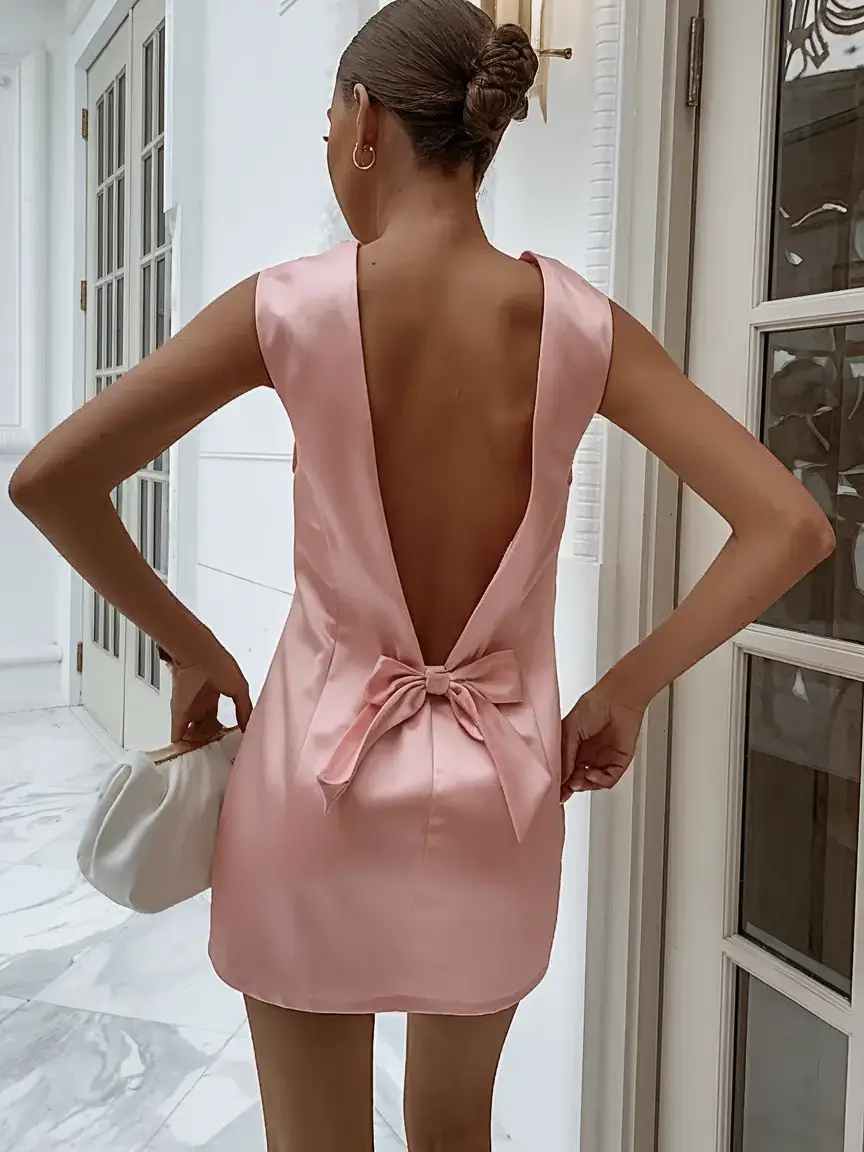 summer 2025 birthday outfit ideas Backless Satin with a Bowed Finish