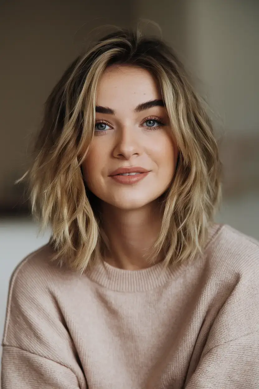 summer bob hairstyles 2025 Choppy Bob with Sunlit Dimension