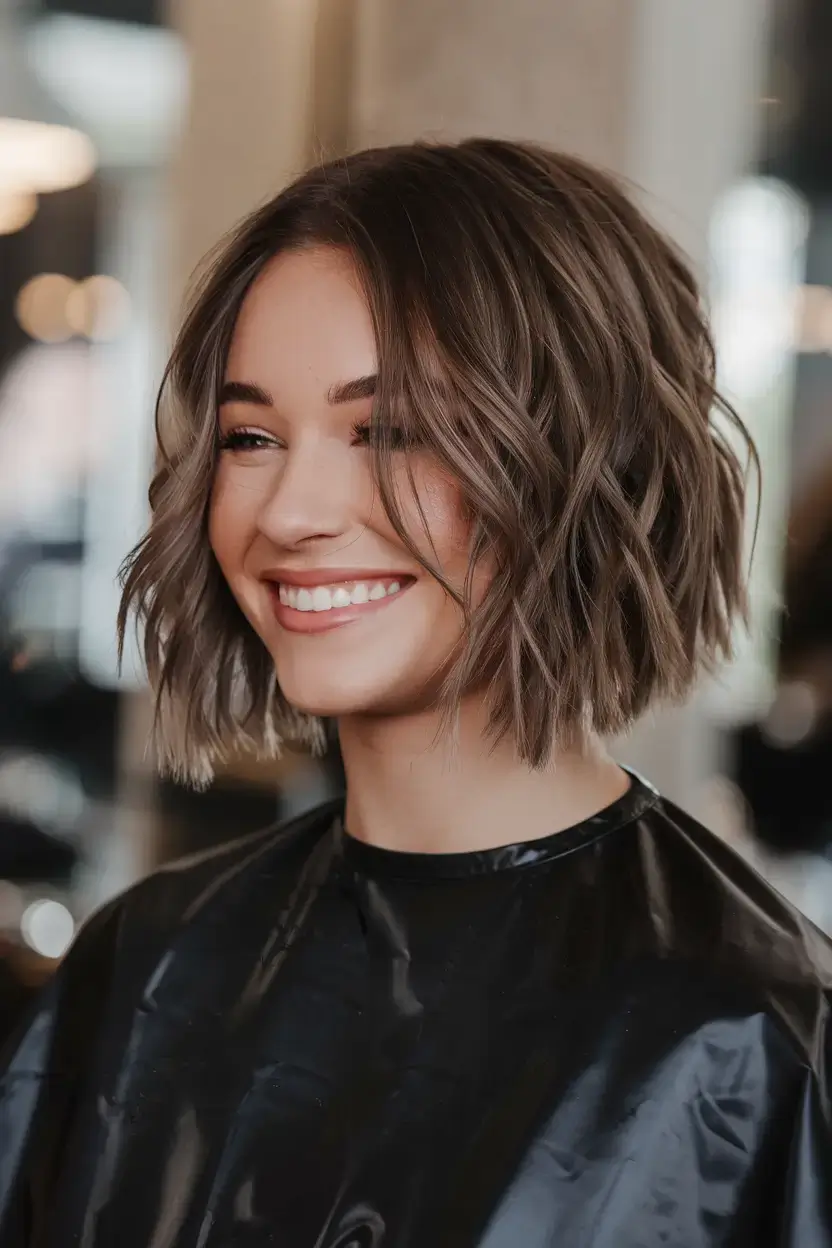 summer bob hairstyles 2025 Softly Tousled Bob with Beachy Waves
