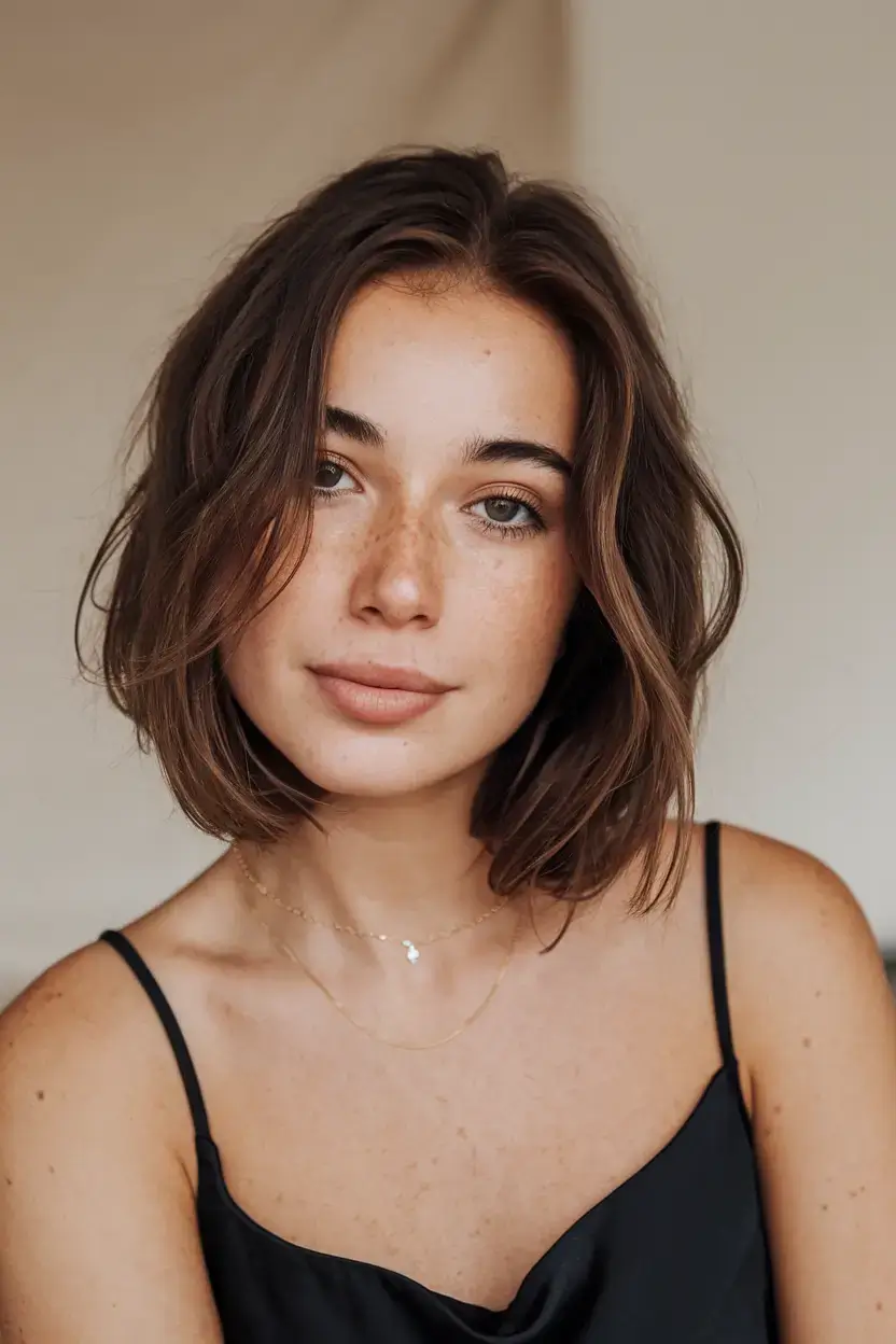 summer bob hairstyles 2025 Textured Brunette Bob with Movement