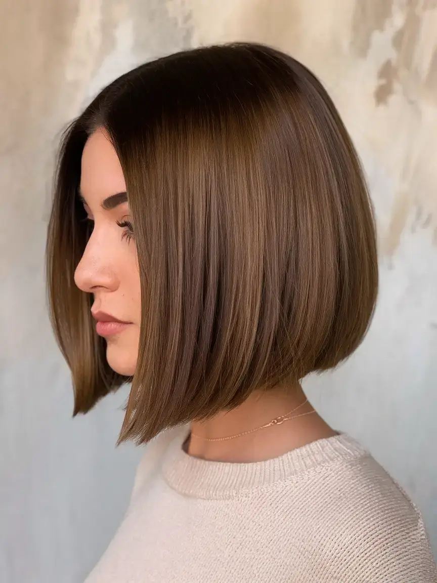 summer bob hairstyles 2025 Polished Espresso Bob with Blunt Precision