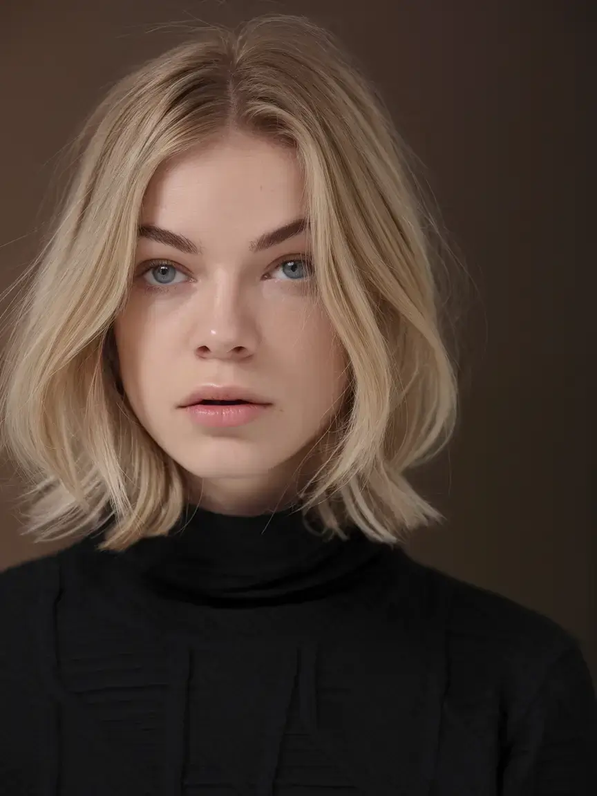 summer bob hairstyles 2025 Blunt Platinum Bob with Middle Part