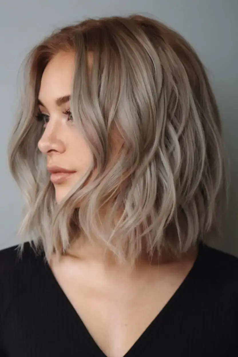 summer bob hairstyles 2025 Smoky Silver Bob with Subtle Curls