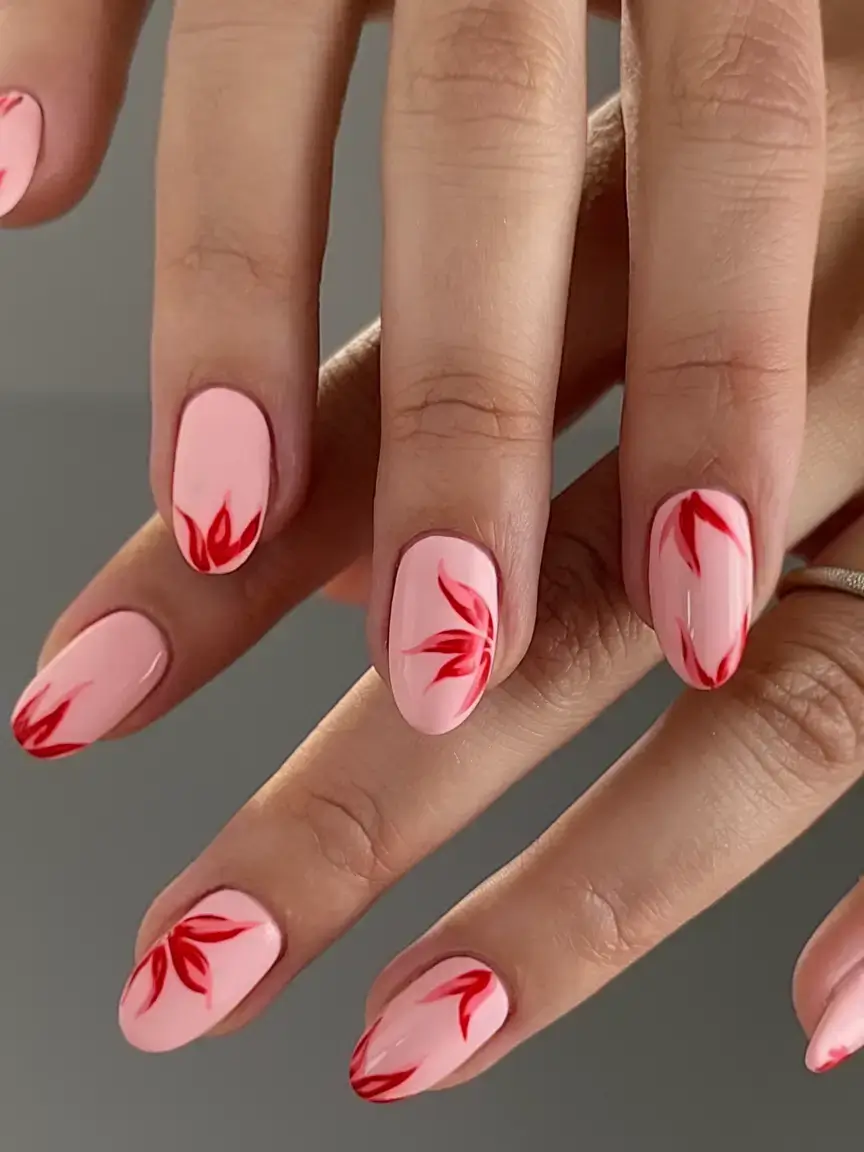 Beach tropical vacation nails ideas 2025 Red Leaf Whisper
