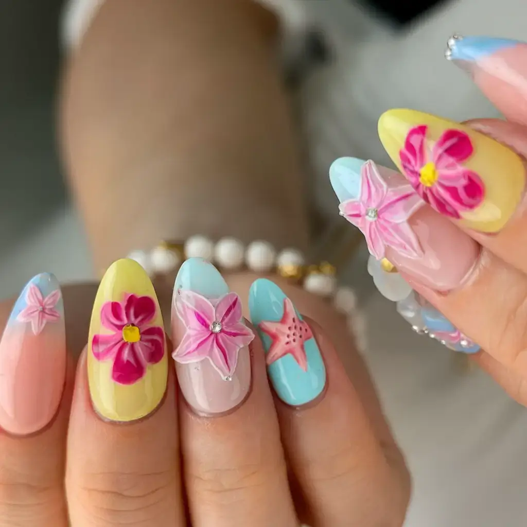 Beach tropical vacation nails ideas 2025 Under the Sea Playfulness
