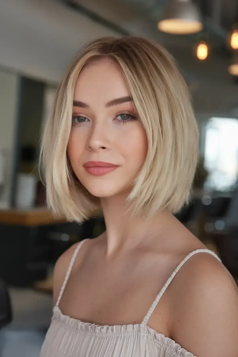 bob haircuts summer ideas 2025 Glossy Blunt Blonde Bob