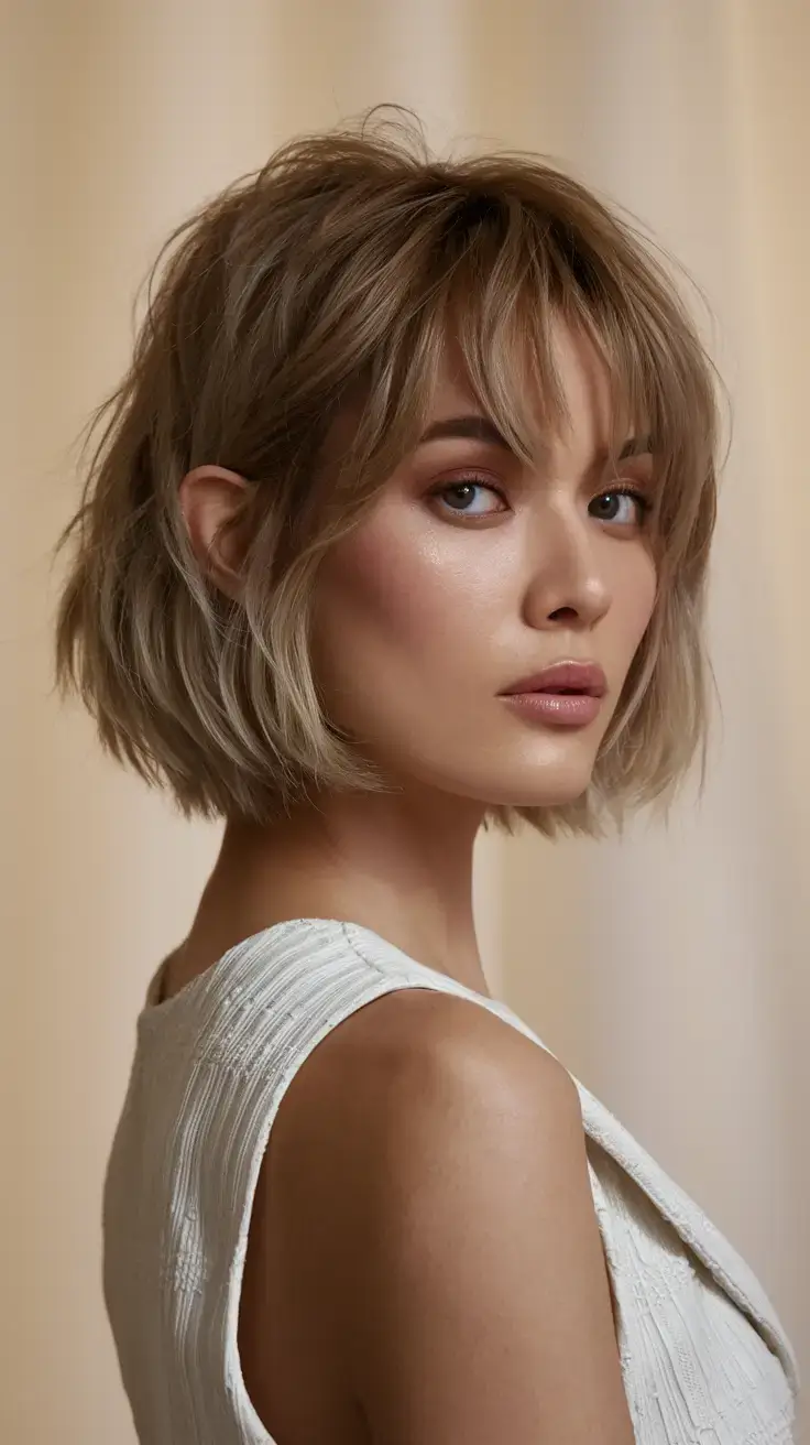 bob haircuts summer ideas 2025 French-Inspired Bob with Wispy Bangs