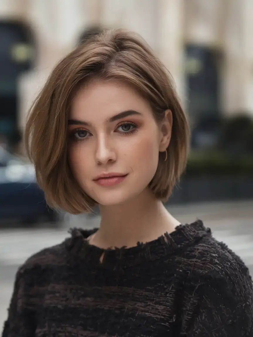 bob haircuts summer ideas 2025 Classic Round Bob with Side Part