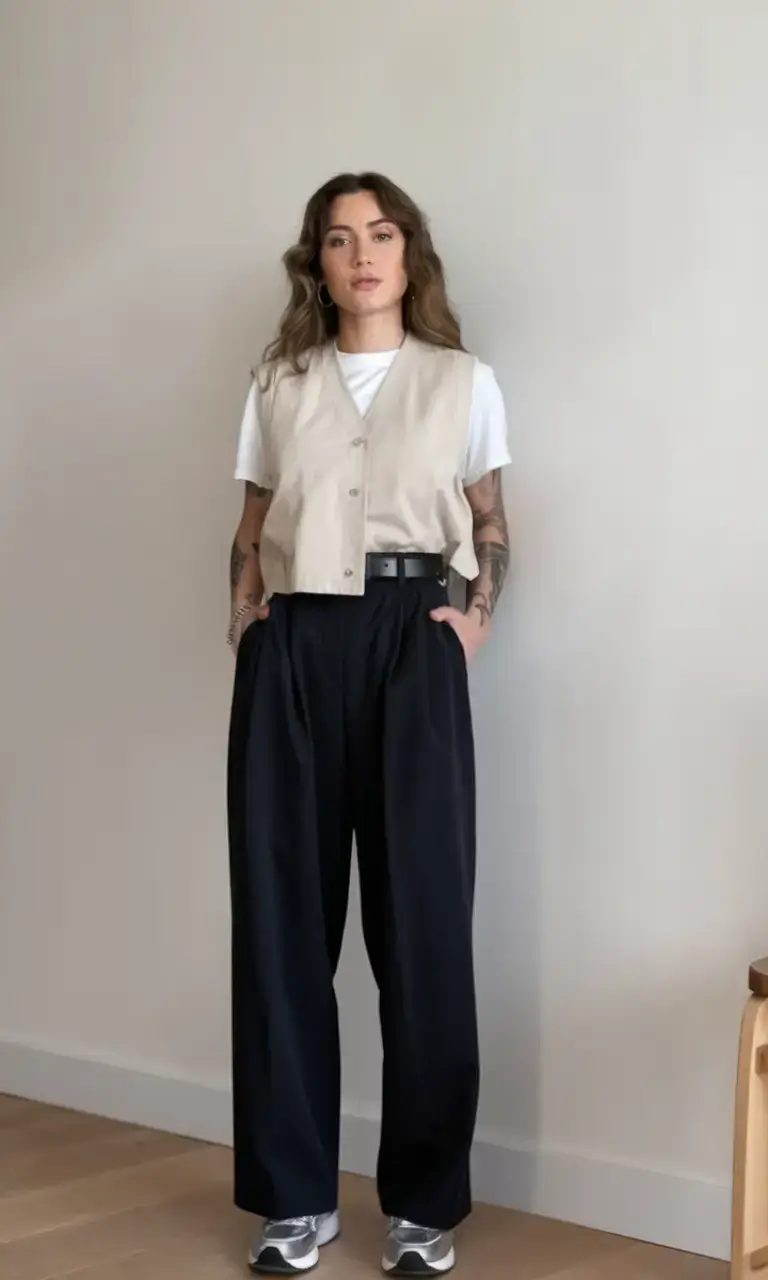 business casual outfit ideas for the summer of 2025 The Soft Power Vest: Neutrals with an Edge