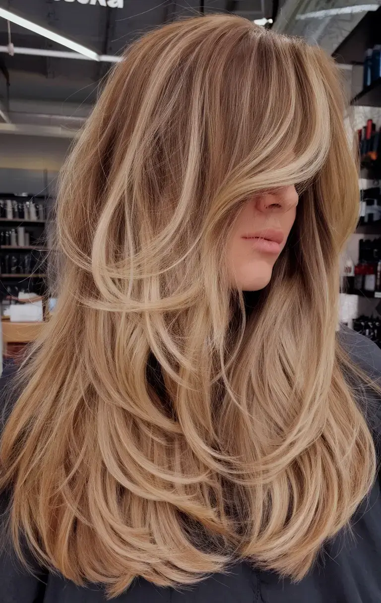 butterfly haircuts summer ideas 2025 Blowout Layers with a Flipped Curtain Bang