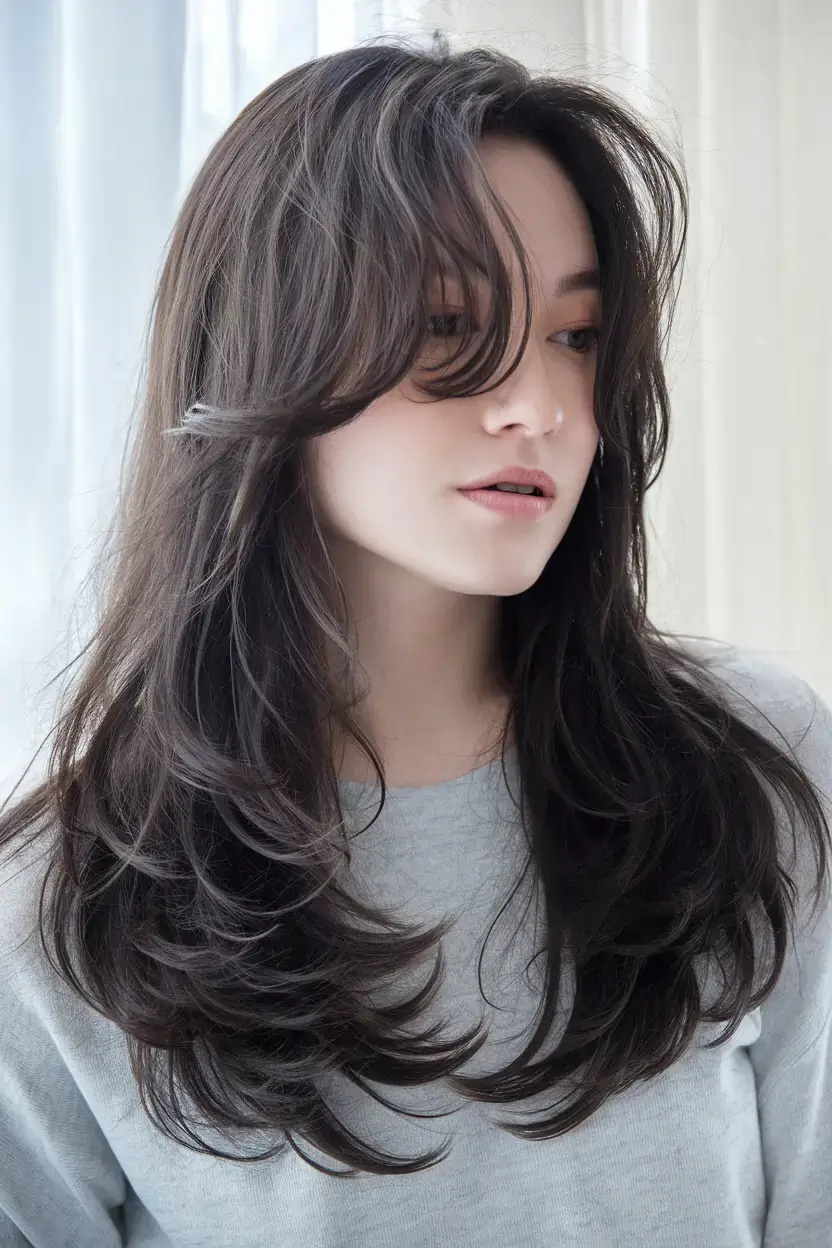 butterfly haircuts summer ideas 2025 Airy Layers with Espresso Shine