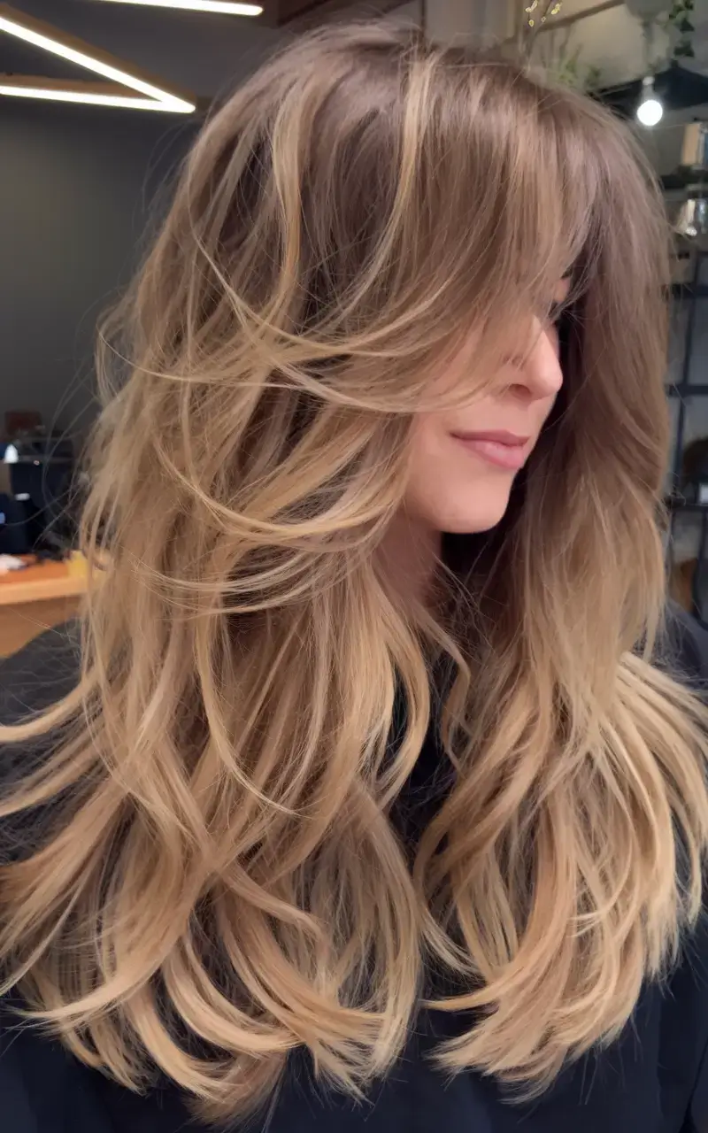 butterfly haircuts summer ideas 2025 Sun-Kissed Volume with Feathered Drama