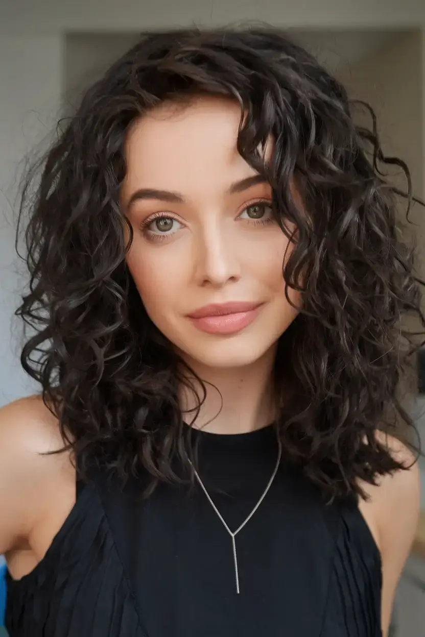 curly haircuts summer ideas 2025 Polished Shoulder-Length Spiral Curls