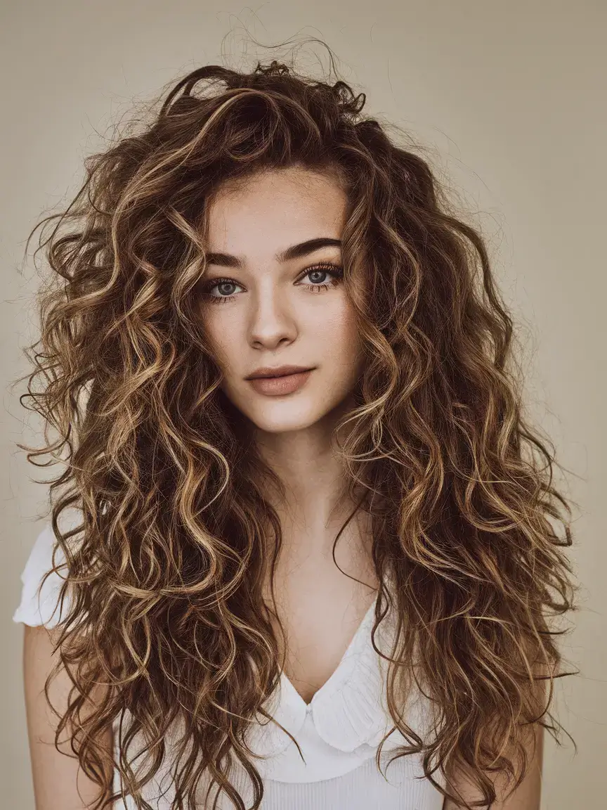 curly haircuts summer ideas 2025 Beachy Highlighted Curls with Face-Framing Layers