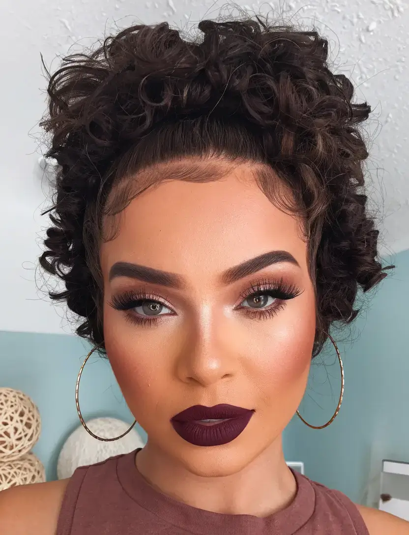 cute natural summer hairstyle ideas 2025 High Puff with Glossy Edge Detail
