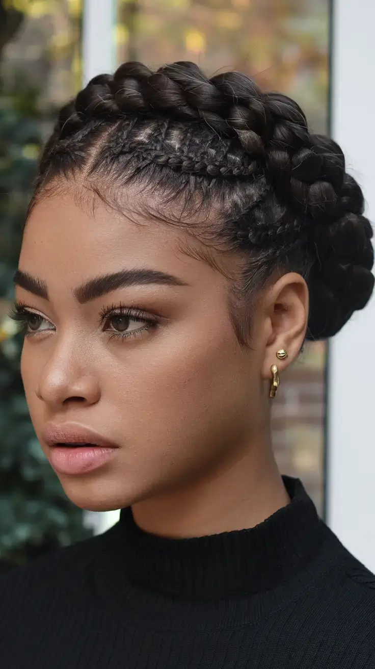 cute natural summer hairstyle ideas 2025 Crown Braid Updo with Defined Texture