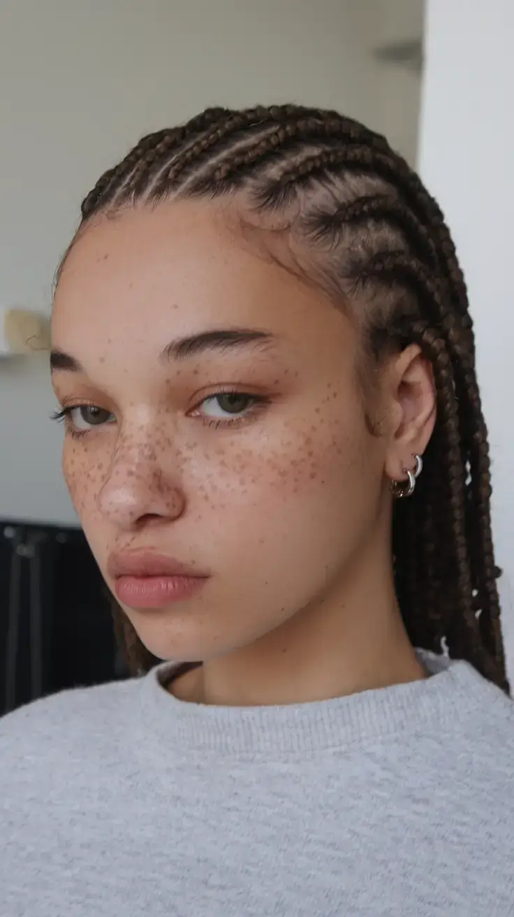 cute natural summer hairstyle ideas 2025 Precision Cornrows with a Soft Glow