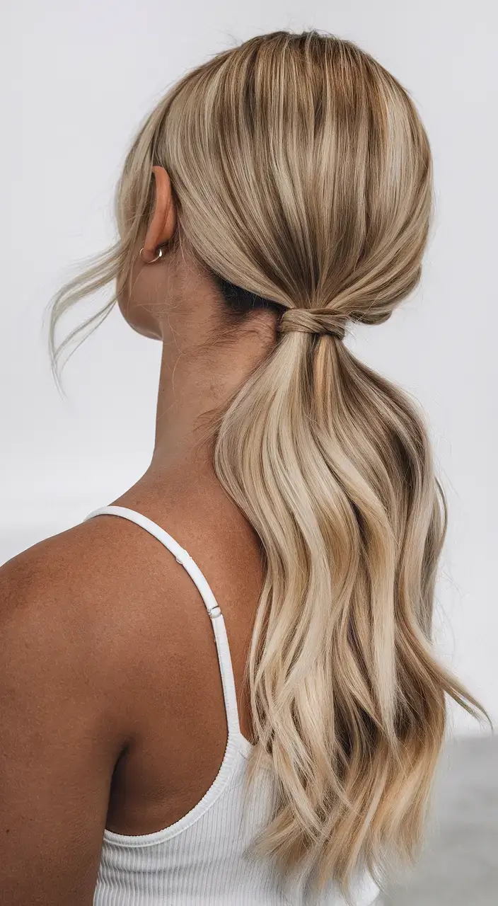 easy summer hairstyles 2025 Polished Mid-Low Ponytail