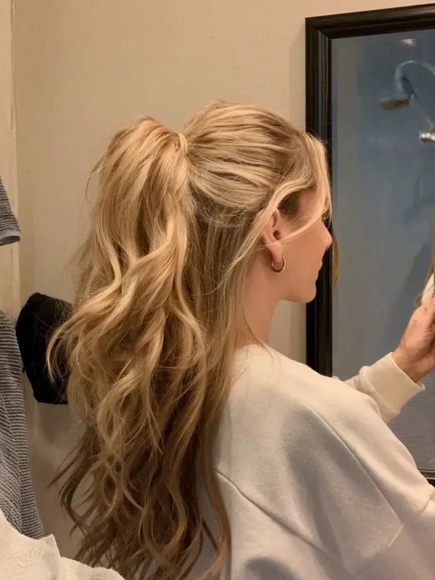 easy summer hairstyles 2025 Voluminous Curled Half Ponytail