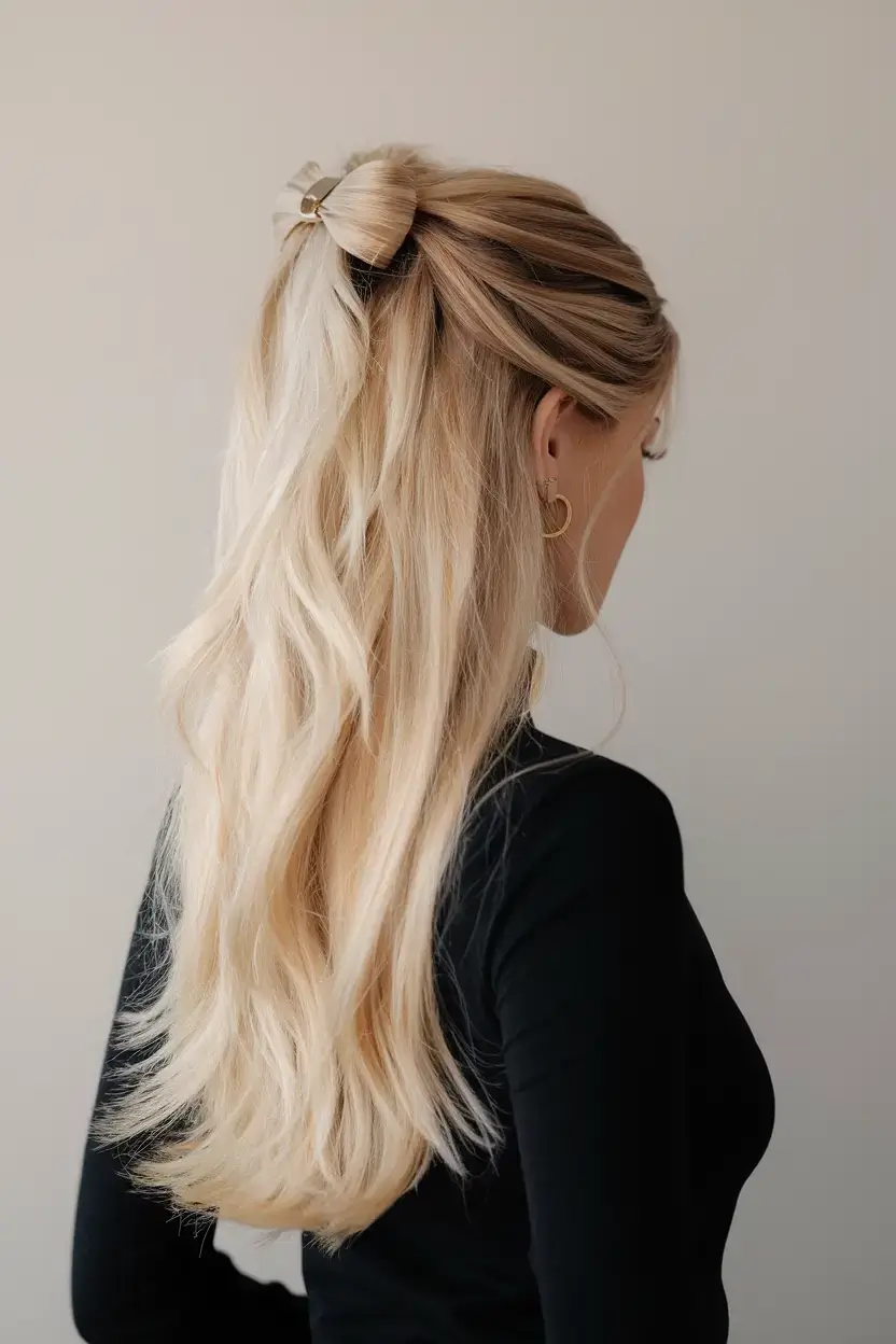 easy summer hairstyles 2025 Claw-Clipped Half-Up with Soft Layers