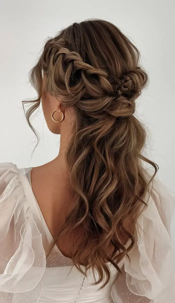 fresh hairstyles for june 2025 Twisted Crown with Cascading Curls