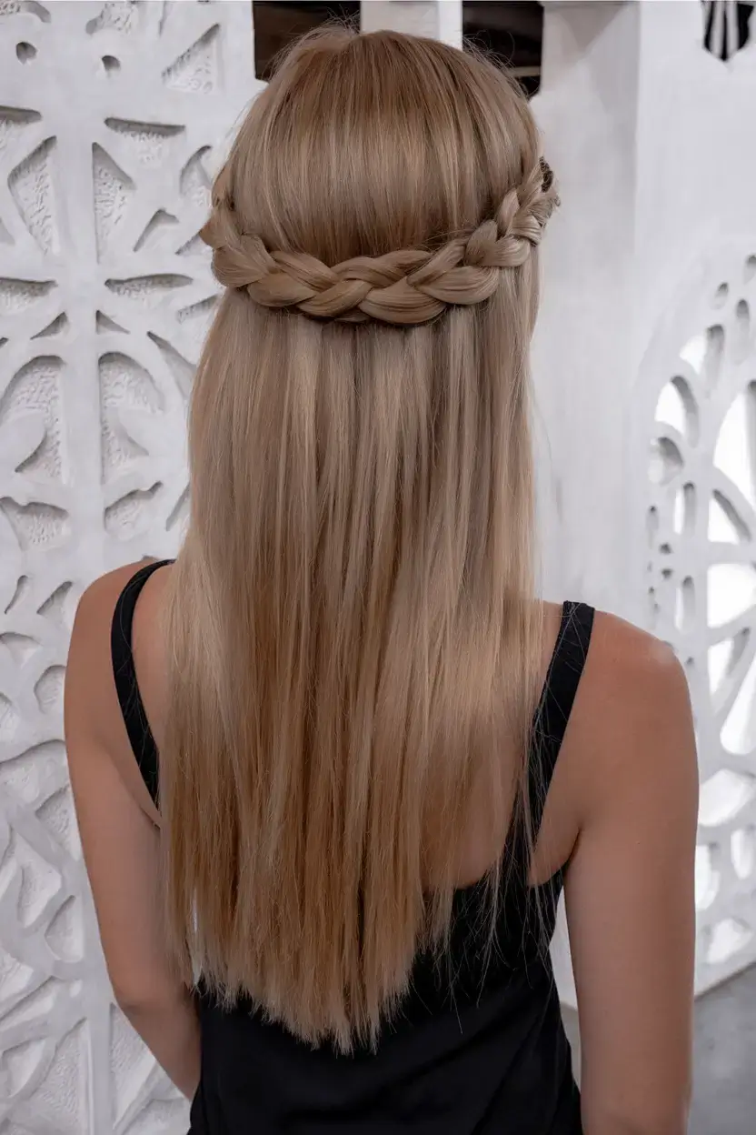 fresh hairstyles for june 2025 Halo Braid for Long, Straight Hair