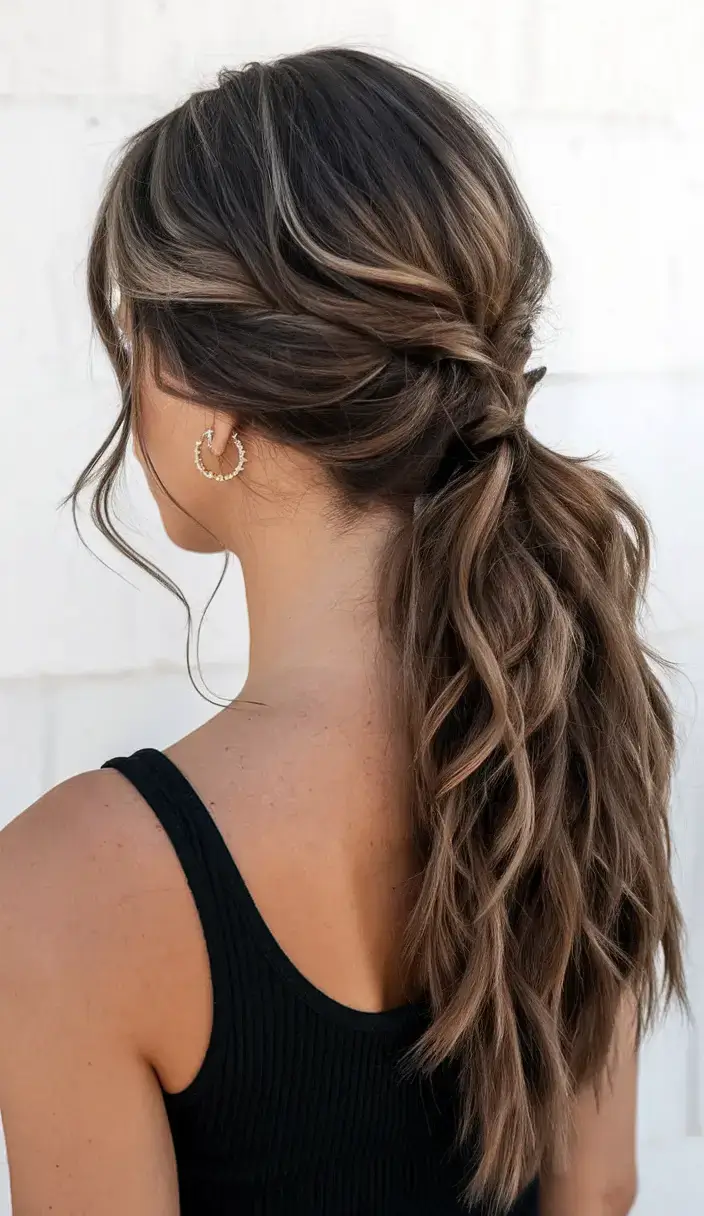 fresh hairstyles for june 2025 Low Summer Ponytail with a Twist