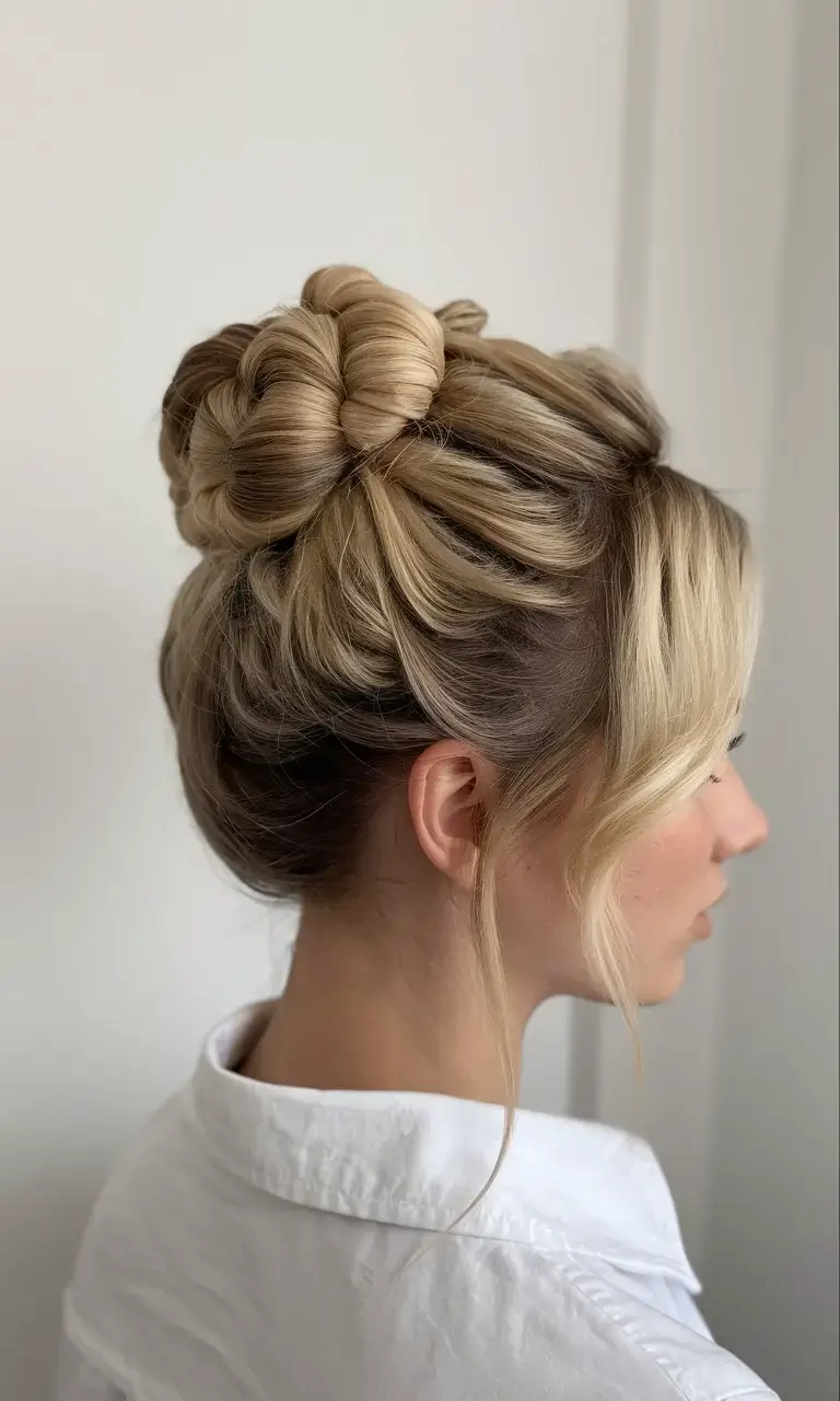 fresh hairstyles for june 2025 Rope-Braided Bun with Sculpted Volume
