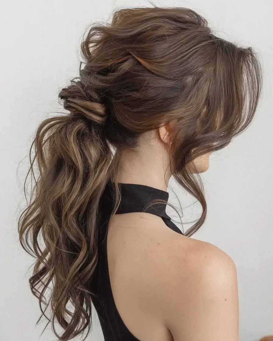 fresh hairstyles for june 2025 Voluminous Ponytail with a Twisted Wrap