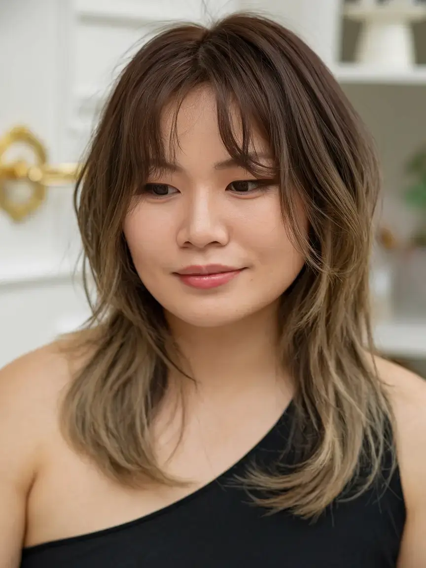 haircut for chubby face summer ideas 2025 Two-Tone Modern Wolf Cut