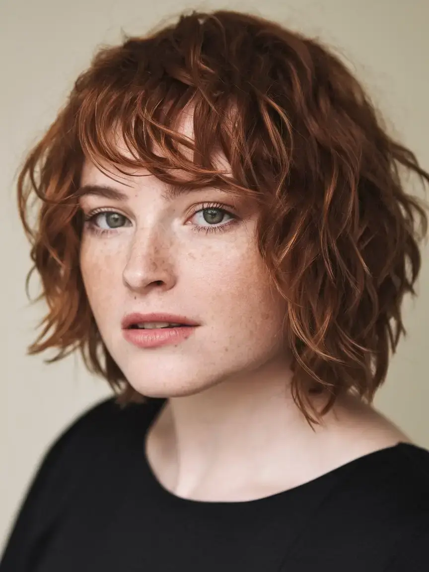 haircut for chubby face summer ideas 2025 Textured Bob with Short Bangs