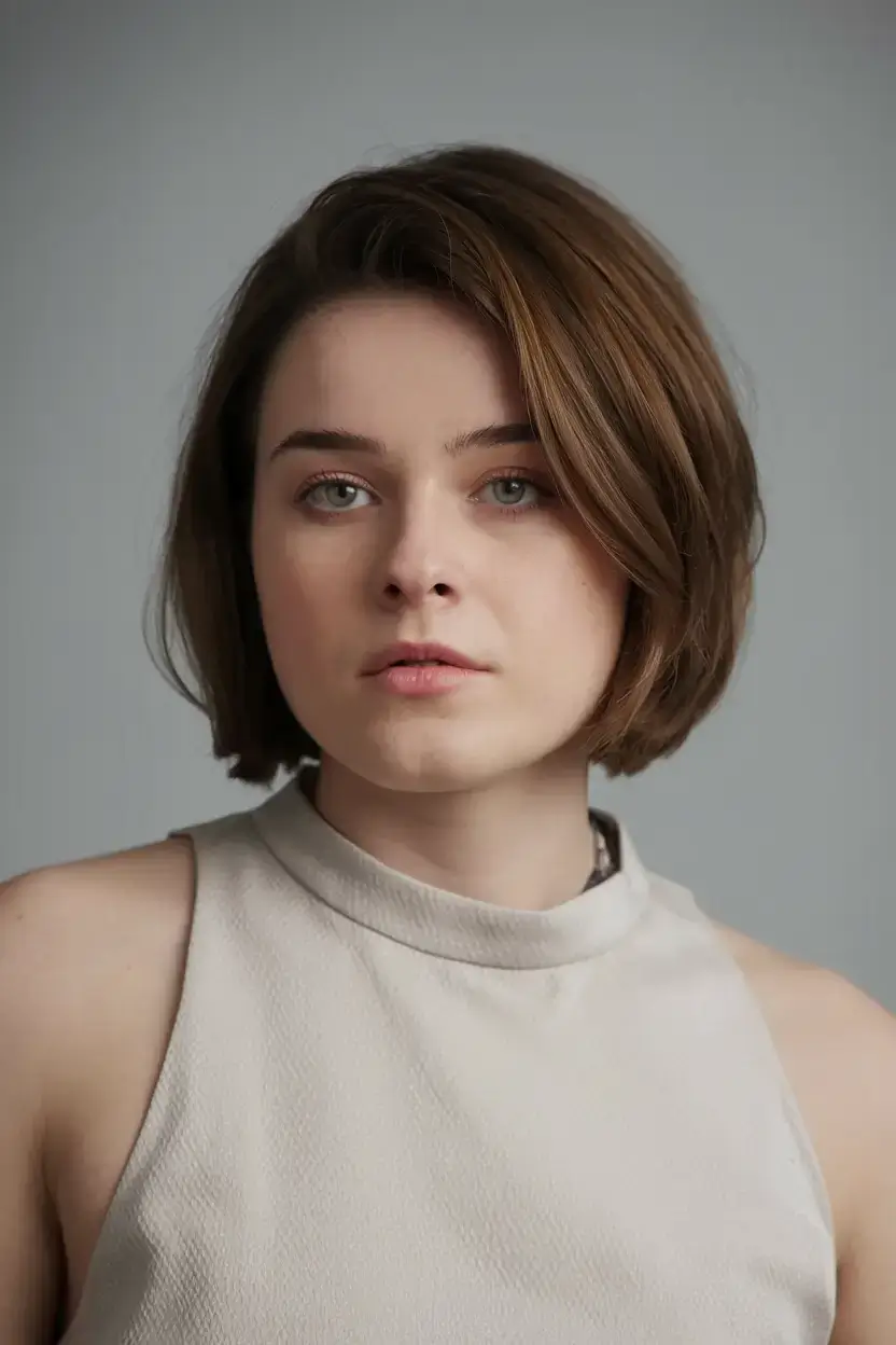 haircut for chubby face summer ideas 2025 Structured Chin-Length Bob
