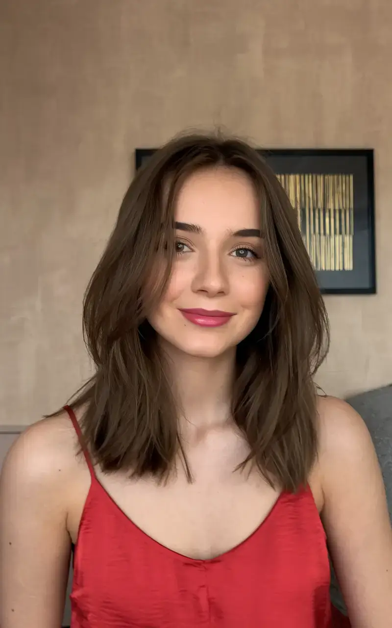 haircut for oval face summer ideas 2025 Collarbone-Length Straight Cut with Subtle Layers