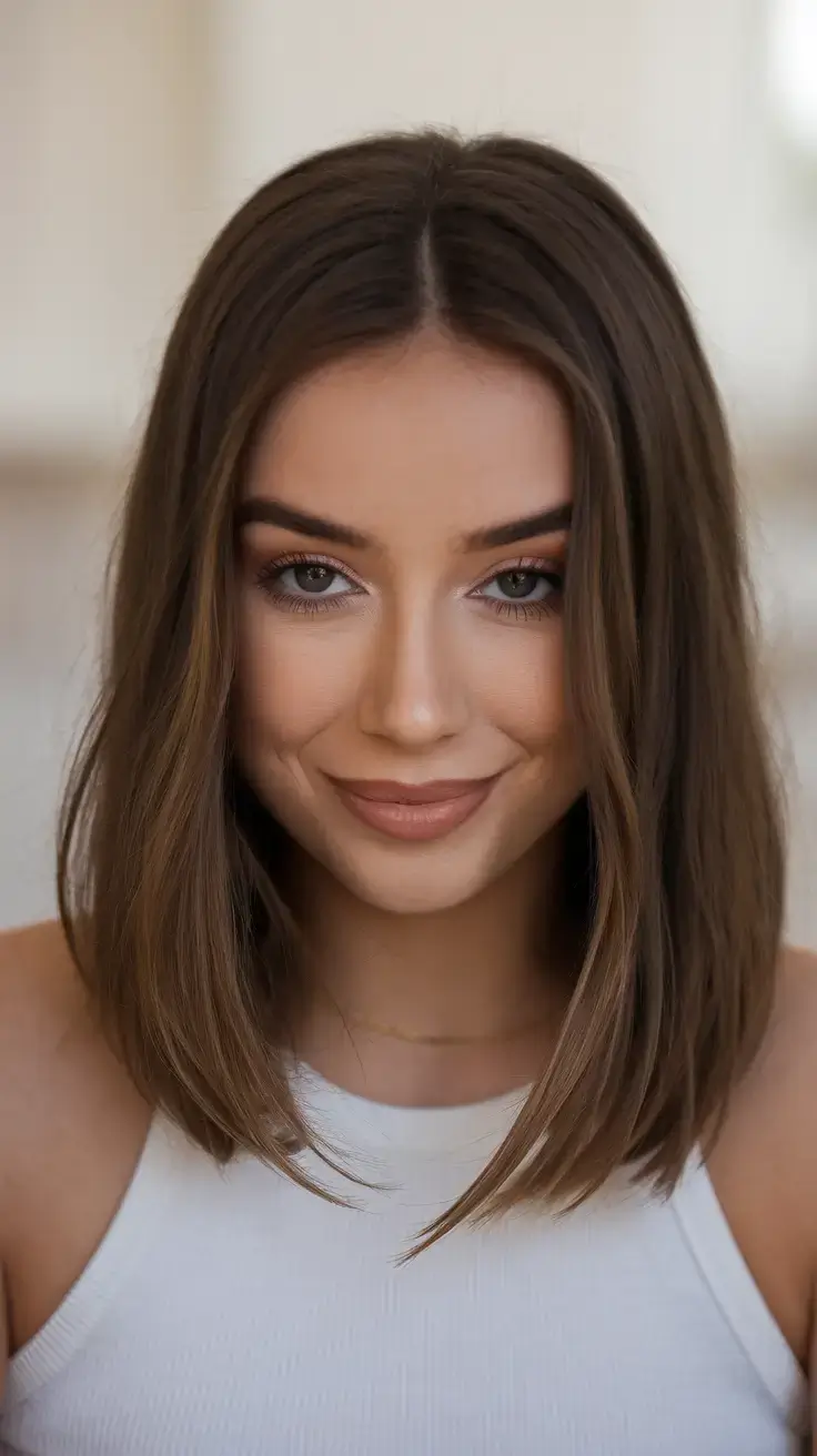 haircut for oval face summer ideas 2025 Glossy Mid-Length Precision