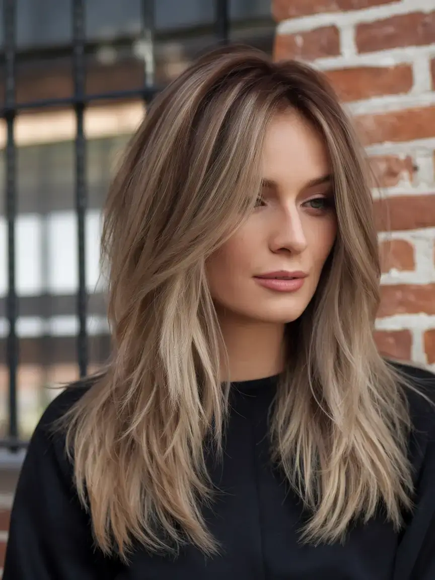 haircut for oval face summer ideas 2025 Blended Ash Blonde Layers with Volume