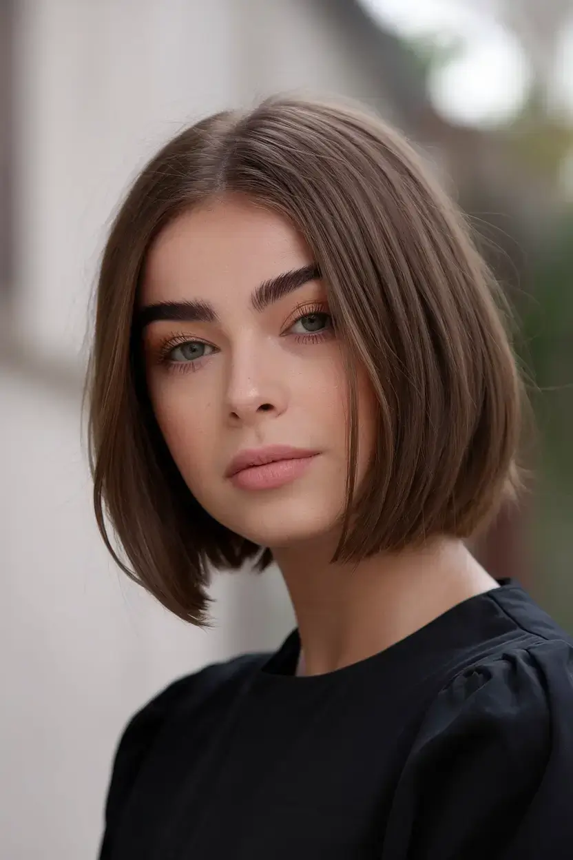 haircut for round face - summer ideas 2025 Classic French Bob with a Clean Edge