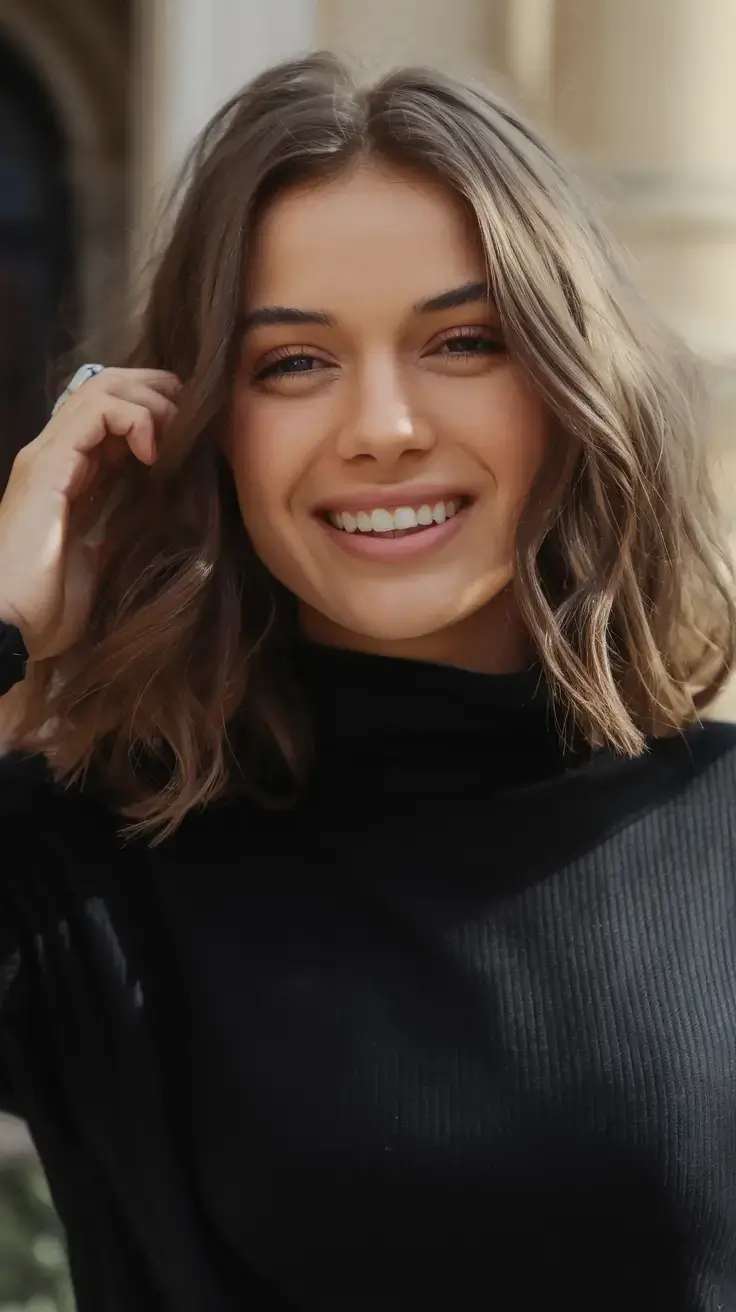 haircut for round face - summer ideas 2025 Casual Cool Bob with Tousled Ends