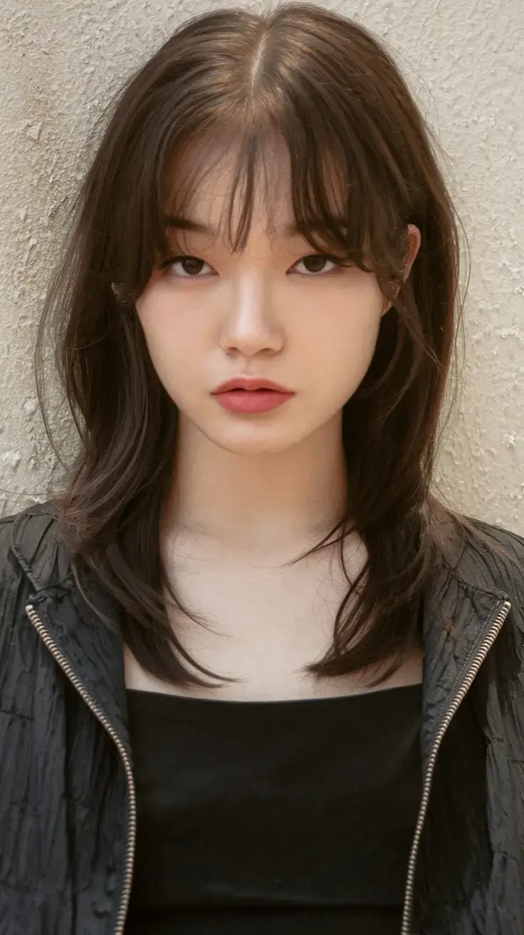 haircuts with bang summer ideas 2025 Sleek Midi Cut with Bottleneck Bangs