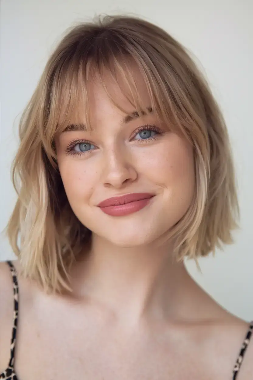 haircuts with bang summer ideas 2025 Blunt Blonde Bob with Wispy Bangs