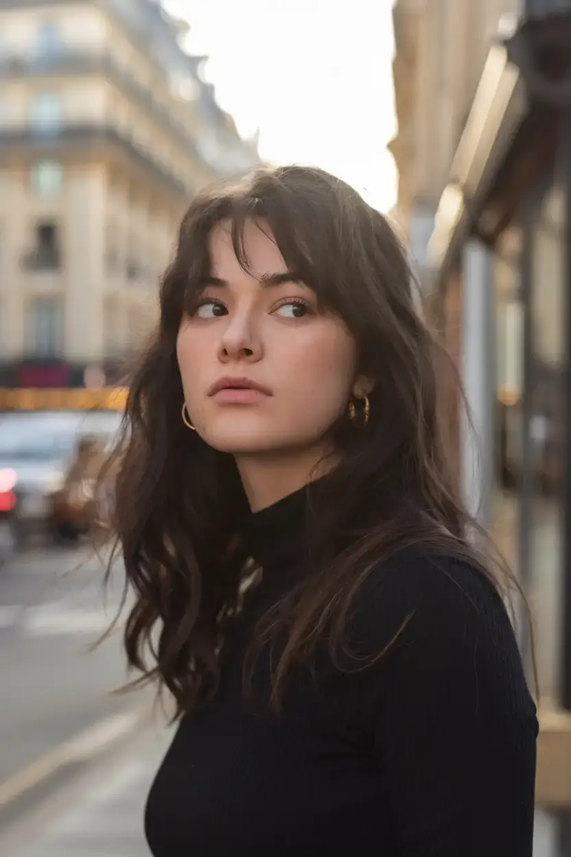 haircuts with bang summer ideas 2025 Shoulder-Length Waves with Barely-There Bangs
