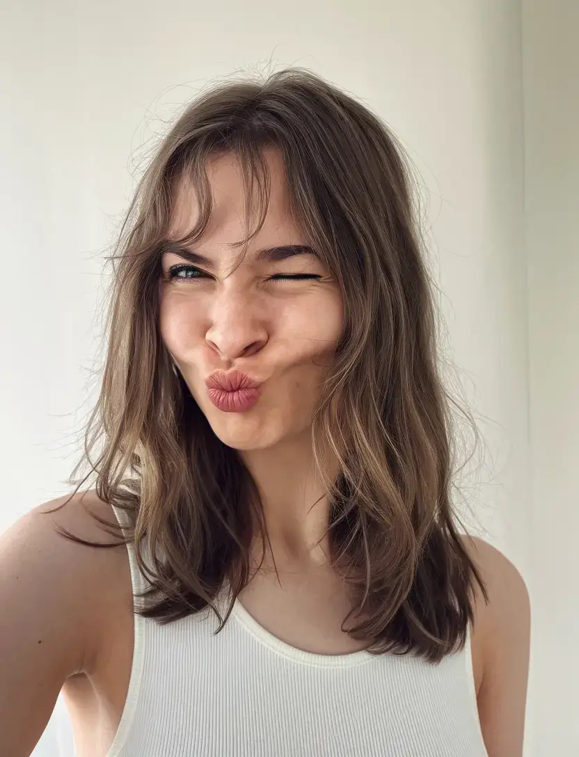 haircuts with bang summer ideas 2025 Mid-Length Shag with Micro Curtain Bangs