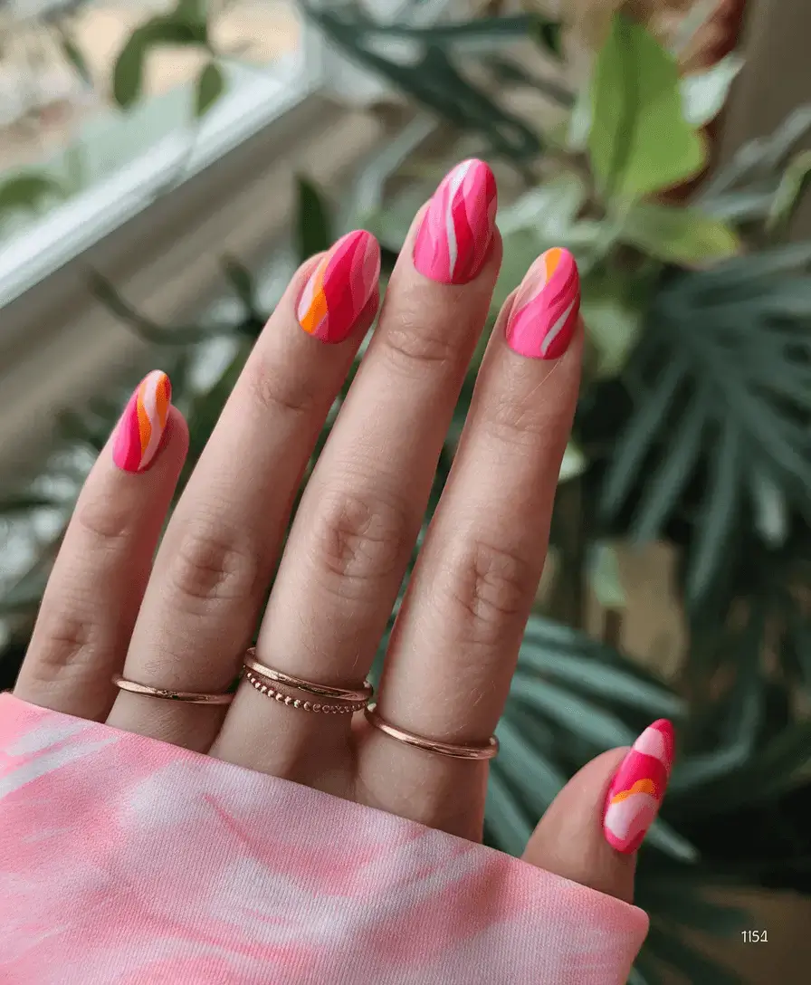 june nails ideas 2025 Tutti Frutti Swirls