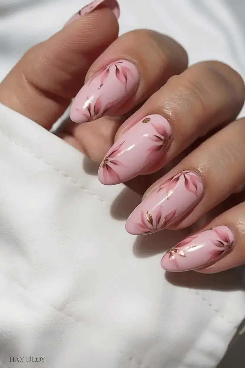 june nails ideas 2025 Petal Impressions in Pink
