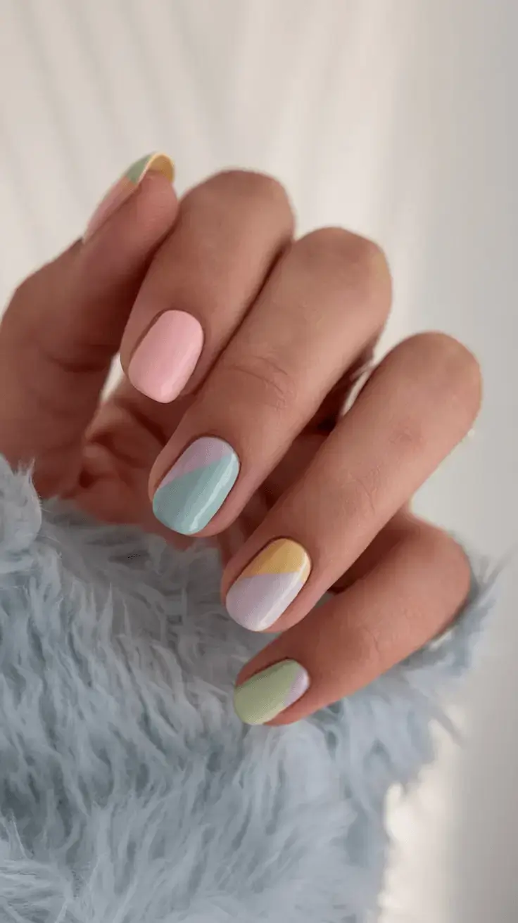 june nails ideas 2025 Soft Sorbet Layers with Matte Finish